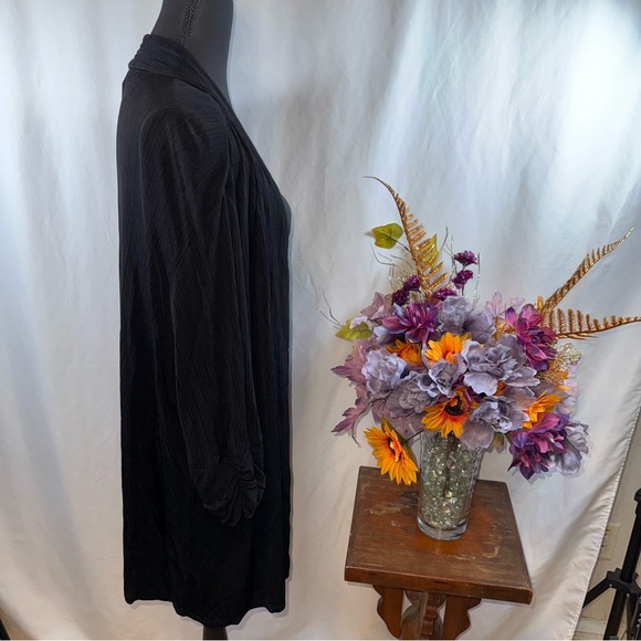TanJay Black Open Front Duster Cardigan Ribbed Long Sleeve Plus 3X - Picture 4 of 8